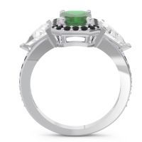 Art Deco Three Stone Halo Devi Ring