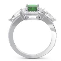 Art Deco Three Stone Halo Devi Ring