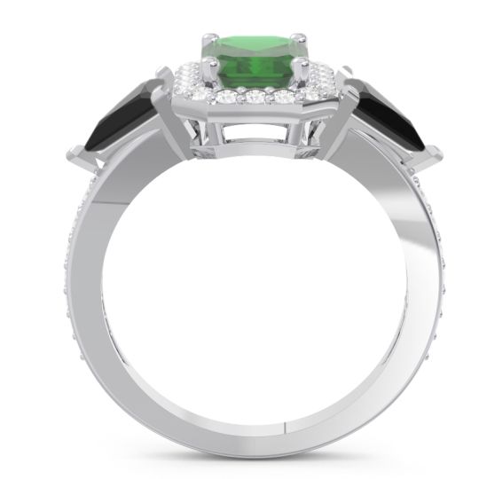 Art Deco Three Stone Halo Devi Ring