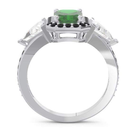 Art Deco Three Stone Halo Devi Ring