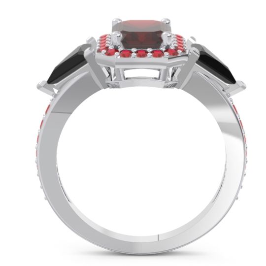 Art Deco Three Stone Halo Devi Ring