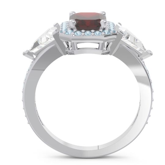 Art Deco Three Stone Halo Devi Ring