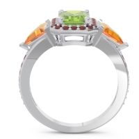 Art Deco Three Stone Halo Devi Ring