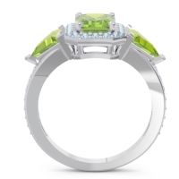 Art Deco Three Stone Halo Devi Ring