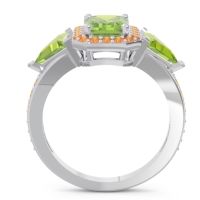 Art Deco Three Stone Halo Devi Ring