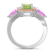 Art Deco Three Stone Halo Devi Ring