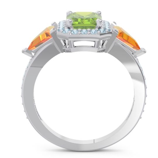 Art Deco Three Stone Halo Devi Ring