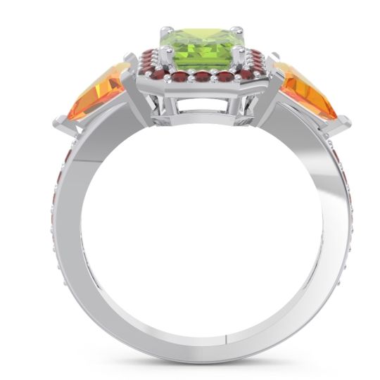 Art Deco Three Stone Halo Devi Ring
