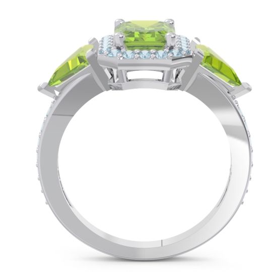 Art Deco Three Stone Halo Devi Ring