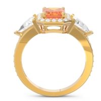 Art Deco Three Stone Halo Devi Ring