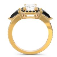 Art Deco Three Stone Halo Devi Ring