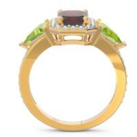 Art Deco Three Stone Halo Devi Ring