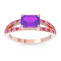 Cathedral Pave Emerald Cut Makara Ring