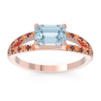 Aquamarine Ring In 18K Rose Gold With Citrine And Garnet Makara Emerald Modern Ring