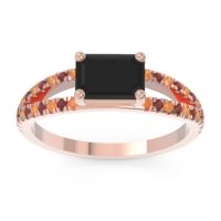 Cathedral Pave Emerald Cut Makara Ring
