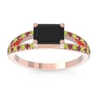 Cathedral Pave Emerald Cut Makara Ring