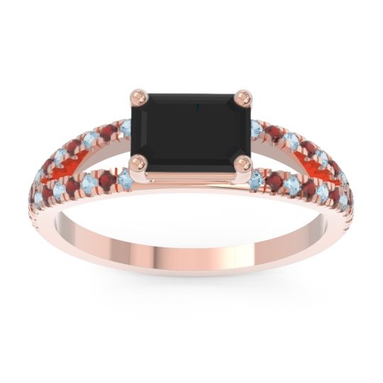 Cathedral Pave Emerald Cut Makara Ring