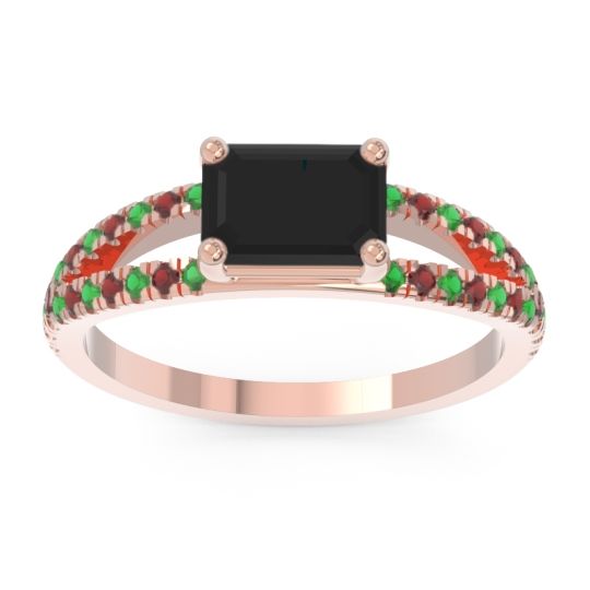 Cathedral Pave Emerald Cut Makara Ring