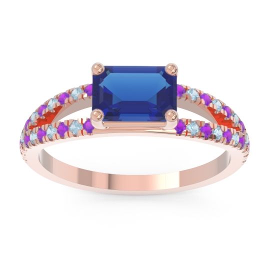 Cathedral Pave Emerald Cut Makara Ring