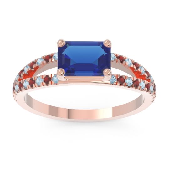 Cathedral Pave Emerald Cut Makara Ring