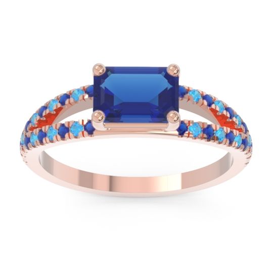 Cathedral Pave Emerald Cut Makara Ring