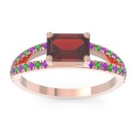 Cathedral Pave Emerald Cut Makara Ring