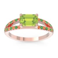 Peridot Ring In 18K Rose Gold With Citrine And Emerald Makara Emerald Modern Ring