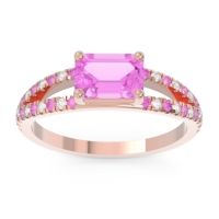 Pink Tourmaline Engagement Ring In 18K Rose Gold With Diamond - Makara Emerald Modern Ring