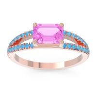 Cathedral Pave Emerald Cut Makara Ring