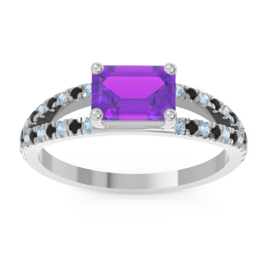 Cathedral Pave Emerald Cut Makara Ring