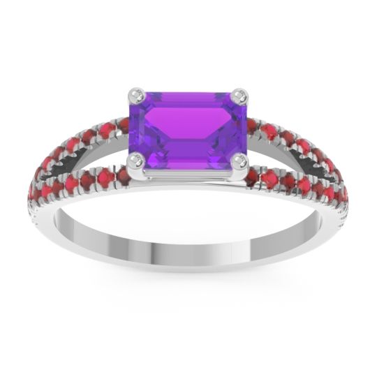 Cathedral Pave Emerald Cut Makara Ring