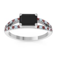 Cathedral Pave Emerald Cut Makara Ring