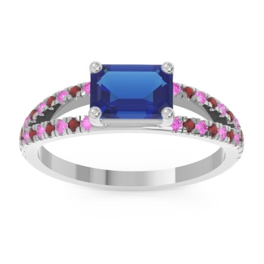 Cathedral Pave Emerald Cut Makara Ring