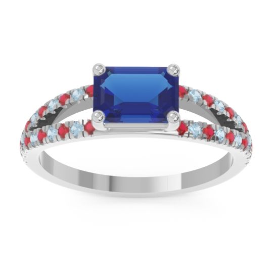 Cathedral Pave Emerald Cut Makara Ring