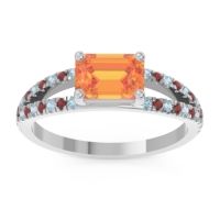 Citrine Ring In Palladium With Aquamarine And Garnet Makara Emerald Modern Ring