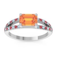 Citrine Ring In Palladium With Aquamarine And Ruby Makara Emerald Modern Ring