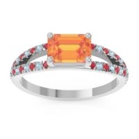 Citrine Ring In Palladium With Ruby And Aquamarine Makara Emerald Modern Ring