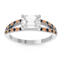 Lab Diamond Ring In Palladium With Black Onyx And Citrine Makara Emerald Modern Ring