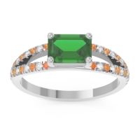 Emerald Engagement Ring In Palladium With Citrine And Diamond - Makara Emerald Modern Ring