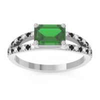 Emerald Ring In Palladium With Diamond And Black Onyx Makara Emerald Modern Ring