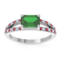 Emerald Ring In Palladium With Ruby And Aquamarine Makara Emerald Modern Ring