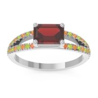 Garnet Ring In Palladium With Citrine And Peridot Makara Emerald Modern Ring