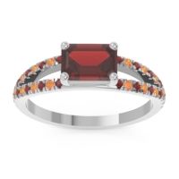 Garnet Ring In Palladium With Citrine Makara Emerald Modern Ring