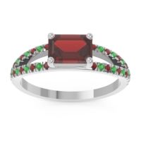Garnet Ring In Palladium With Emerald Makara Emerald Modern Ring