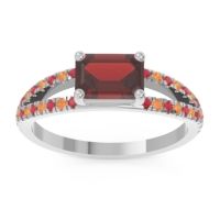 Garnet Ring In Palladium With Ruby And Citrine Makara Emerald Modern Ring
