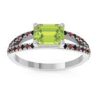 Peridot Ring In Palladium With Black Onyx And Garnet Makara Emerald Modern Ring
