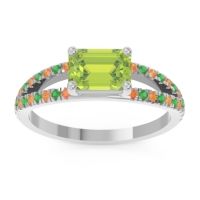 Peridot Ring In Palladium With Citrine And Emerald Makara Emerald Modern Ring