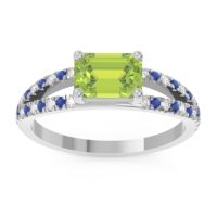 Peridot Ring In Palladium With Diamond And Blue Sapphire Makara Emerald Modern Ring