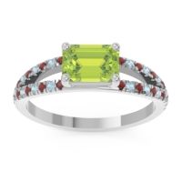 Peridot Ring In Palladium With Garnet And Aquamarine Makara Emerald Modern Ring
