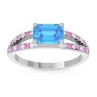 Cathedral Pave Emerald Cut Makara Ring